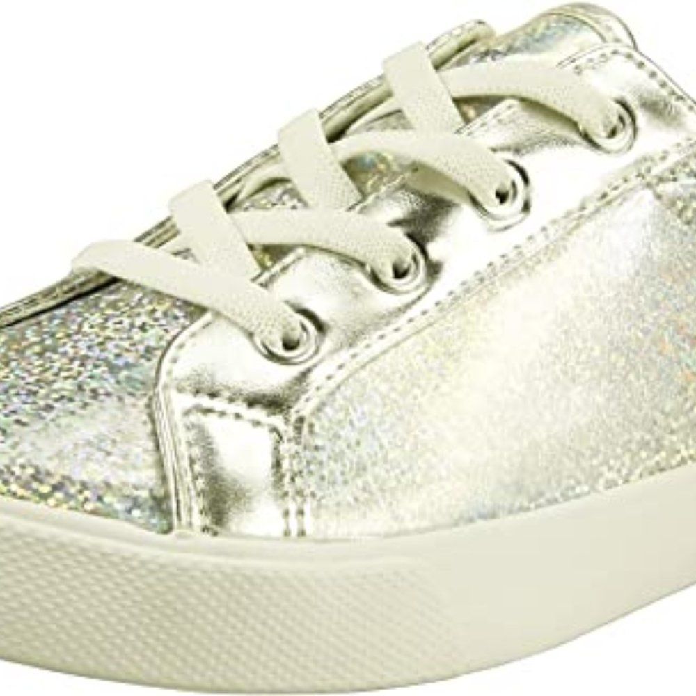 (1511) The Doll Maker Kids' Sneaker Silver Glitter Size 4